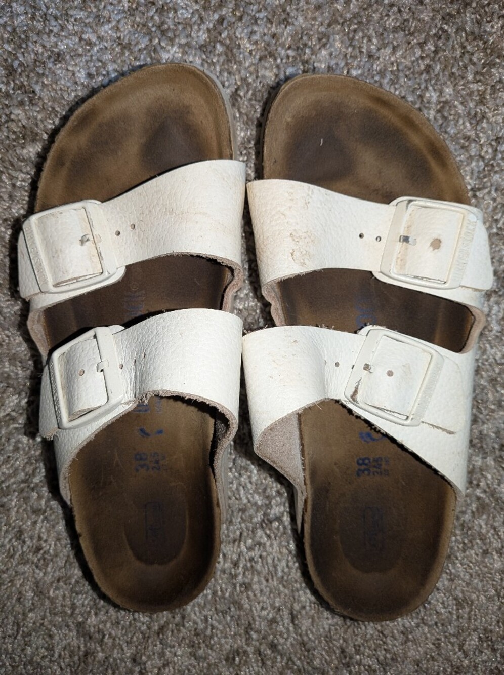 Birkenstock White Double-Strap Sandals with Buckles